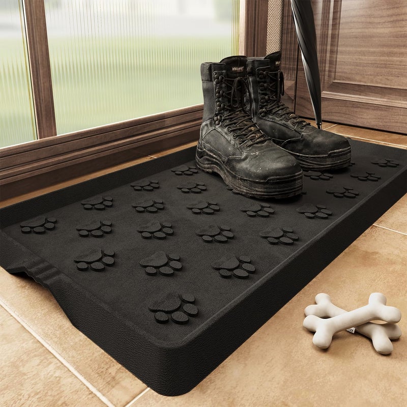 SUPENUIN Paw Pattern Boot Tray for Entryway Waterproof Rubber Mats for Dogs Multipurpose Shoe Mat Tray for Entryway Indoor Outdoor Multi Use Catch All Trays Shoe Storage 16x27.5 Inches - Image 1